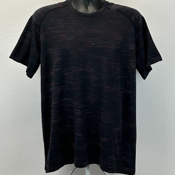 Lululemon Metal Vent Tech T Shirt Short Sleeve Black Striped Mens L Large - Picture 2 of 10